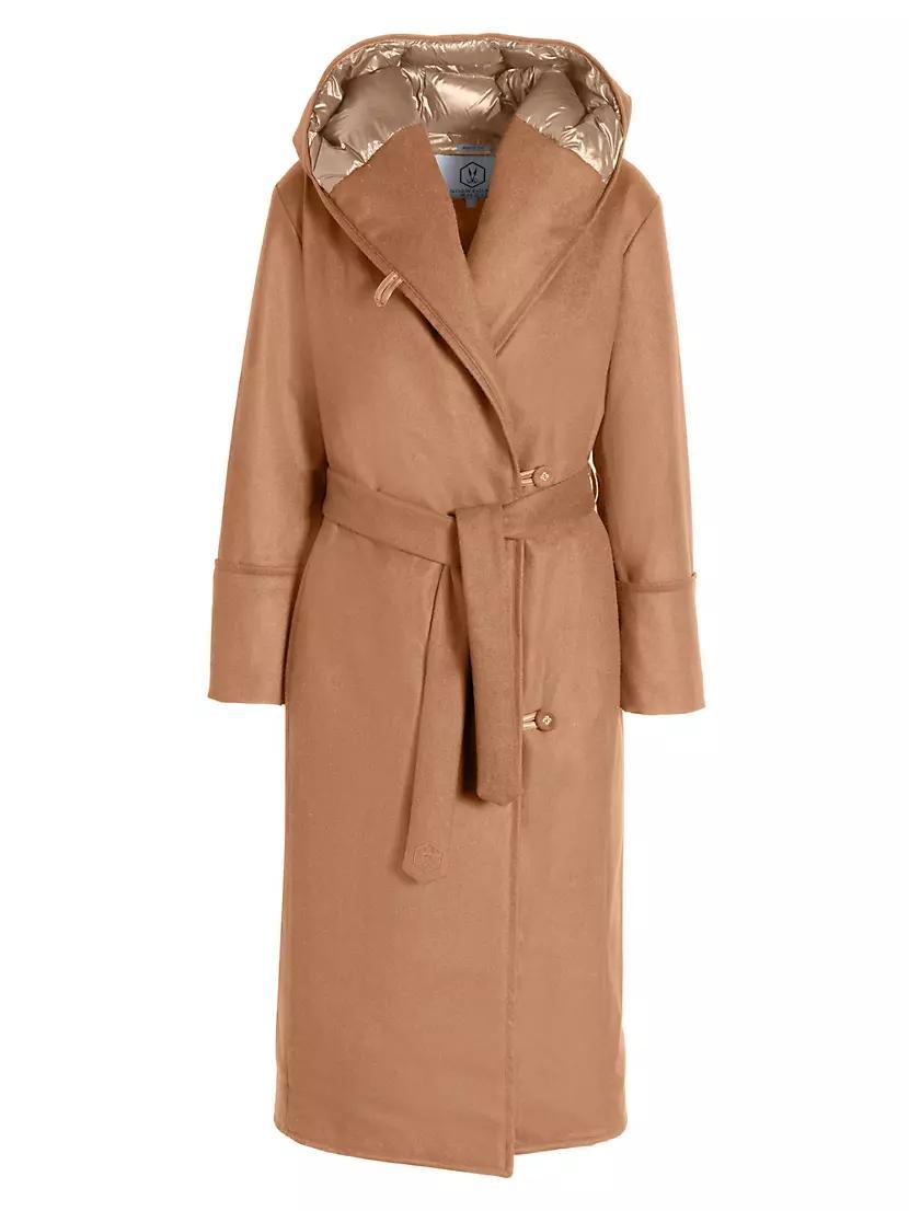 Wool-Blend Down Hooded Wrap Coat product image