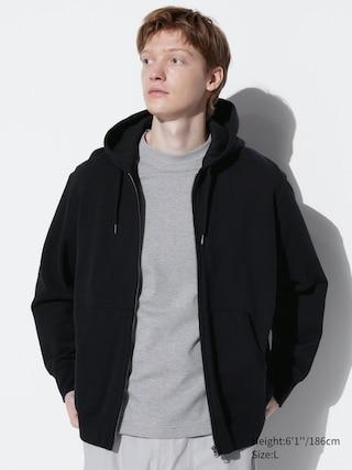 Mens Sweat Full-Zip Long-Sleeve Hoodie with Quick-Drying Black Medium UNIQLO US Product Image