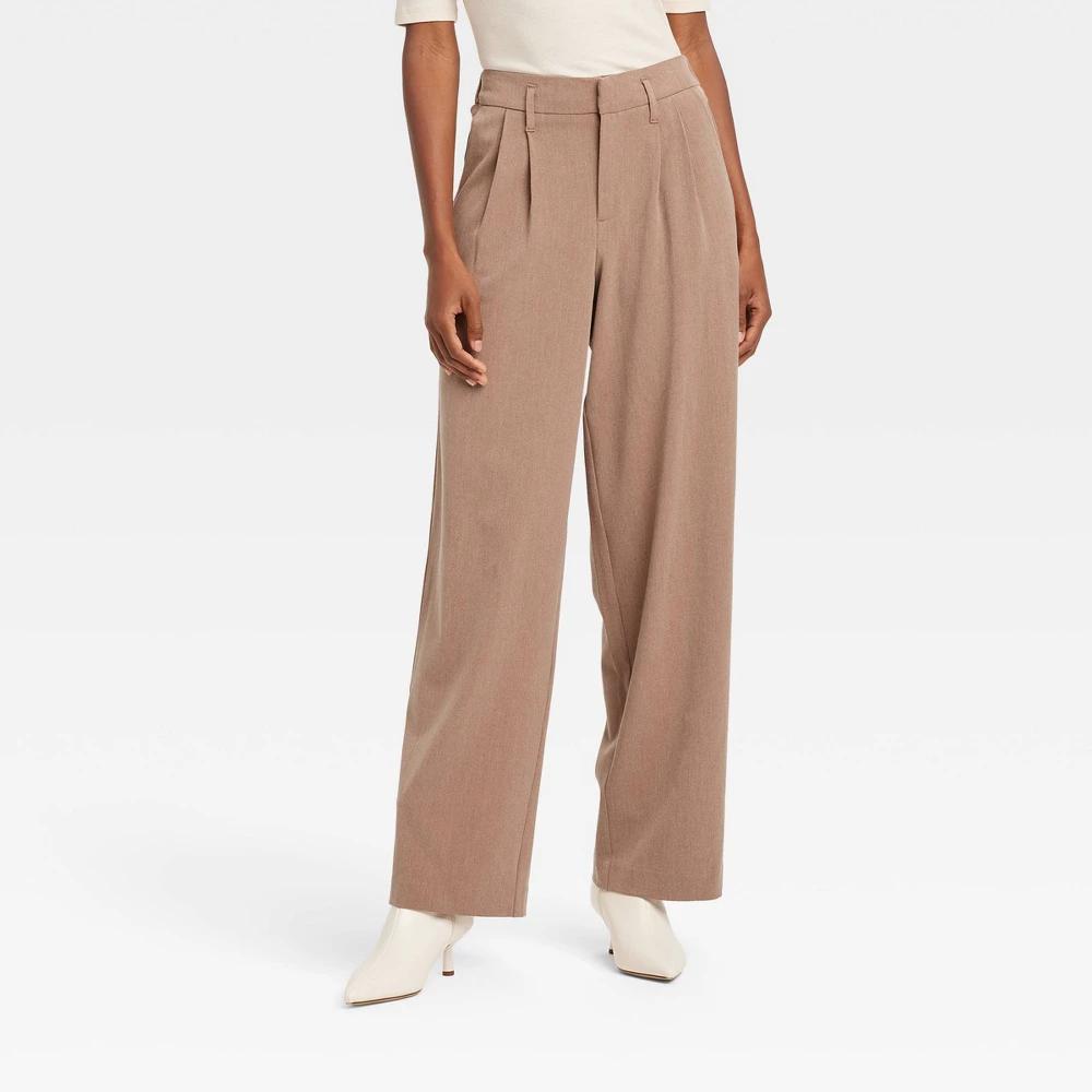 Womens High-Rise Straight Trousers - A New Day Tan 2 Product Image