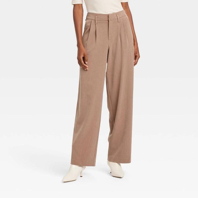 Womens High-Rise Straight Trousers - A New Day Tan 2 Product Image