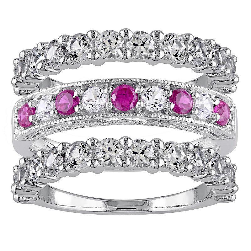 Stella Grace Sterling Silver Lab-Created Ruby & Lab-Created White Sapphire Ring Set, Womens Product Image