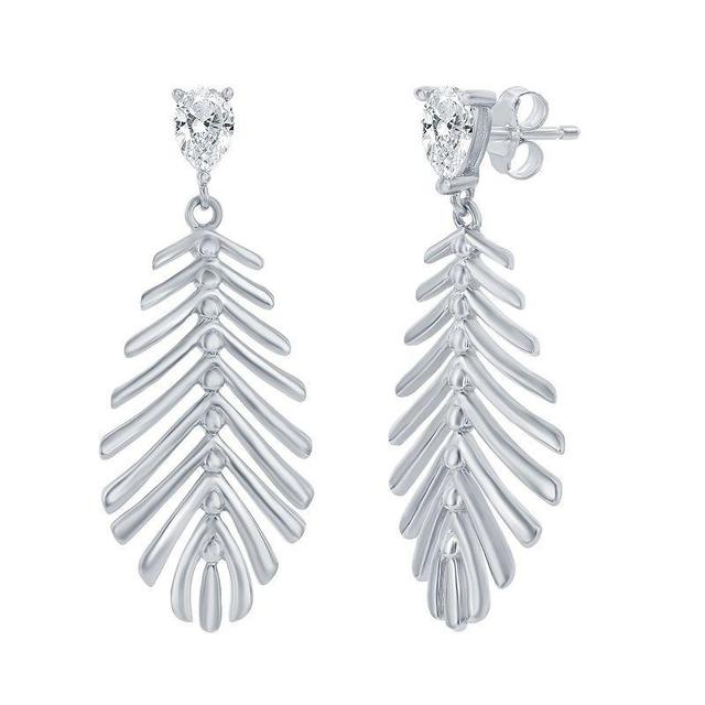 Argento Bella Sterling Silver Leaf Drop Earrings, Womens, White Product Image