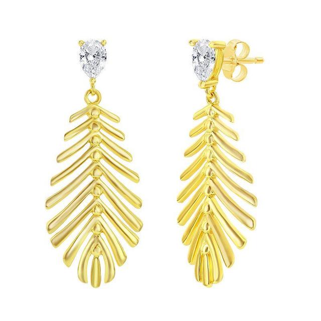 Argento Bella Sterling Silver Leaf Drop Earrings, Womens, Yellow Product Image