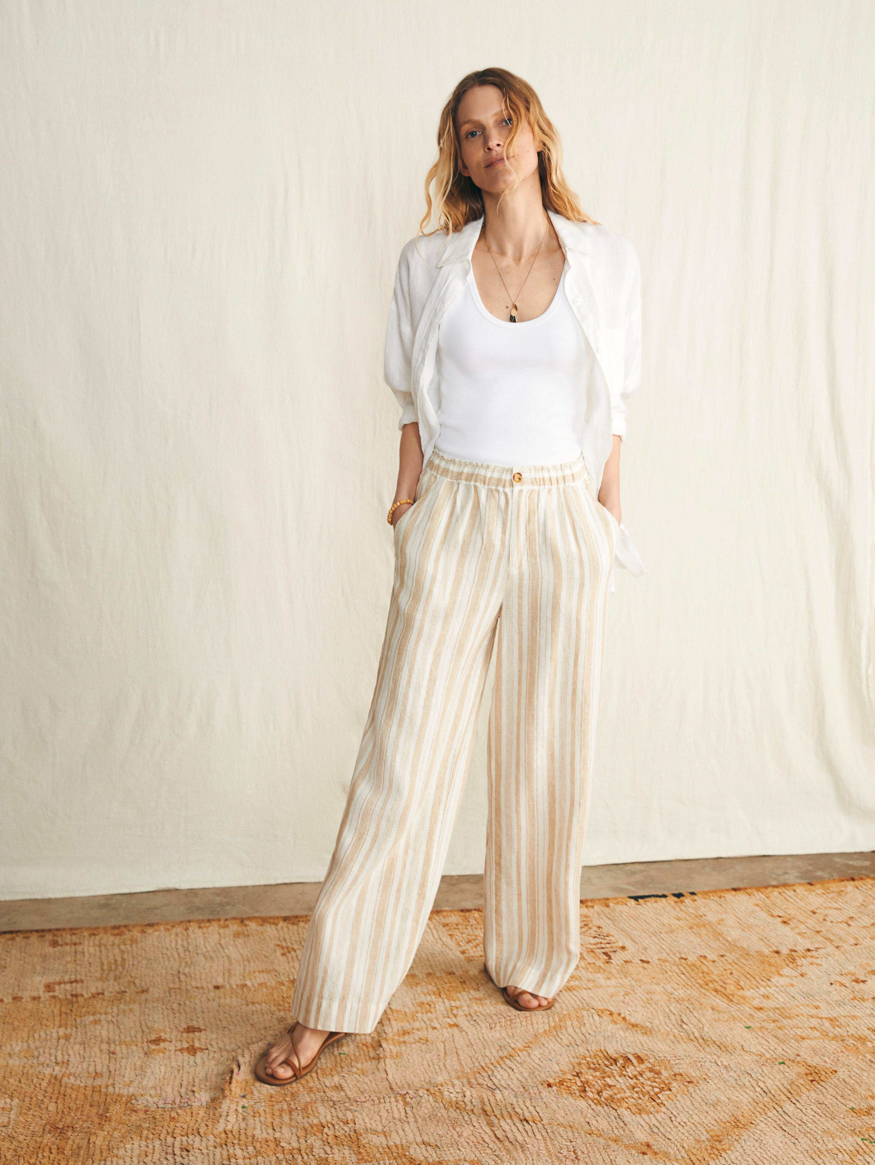 Monterey Linen Pant - Natural Bombay Stripe Female Product Image