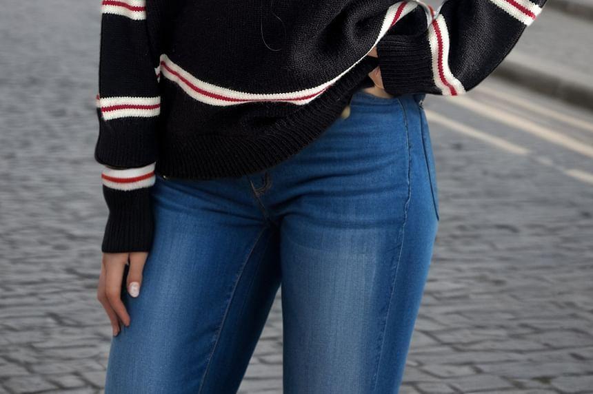 Crew Neck Striped Sweater Product Image