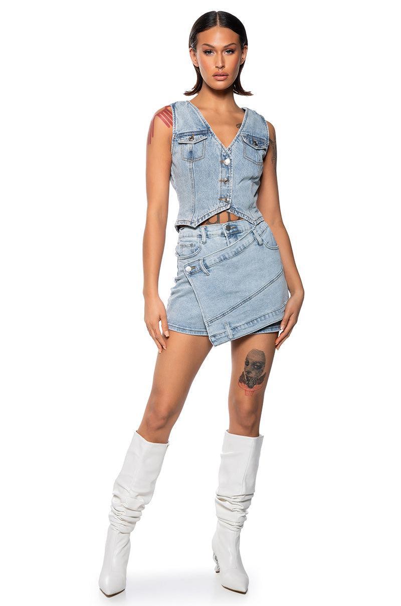 SABZ FITTED DENIM VEST Product Image