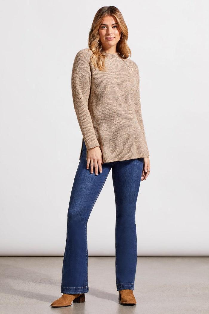 Mock Neck Tunic Sweater with Side Slits Product Image