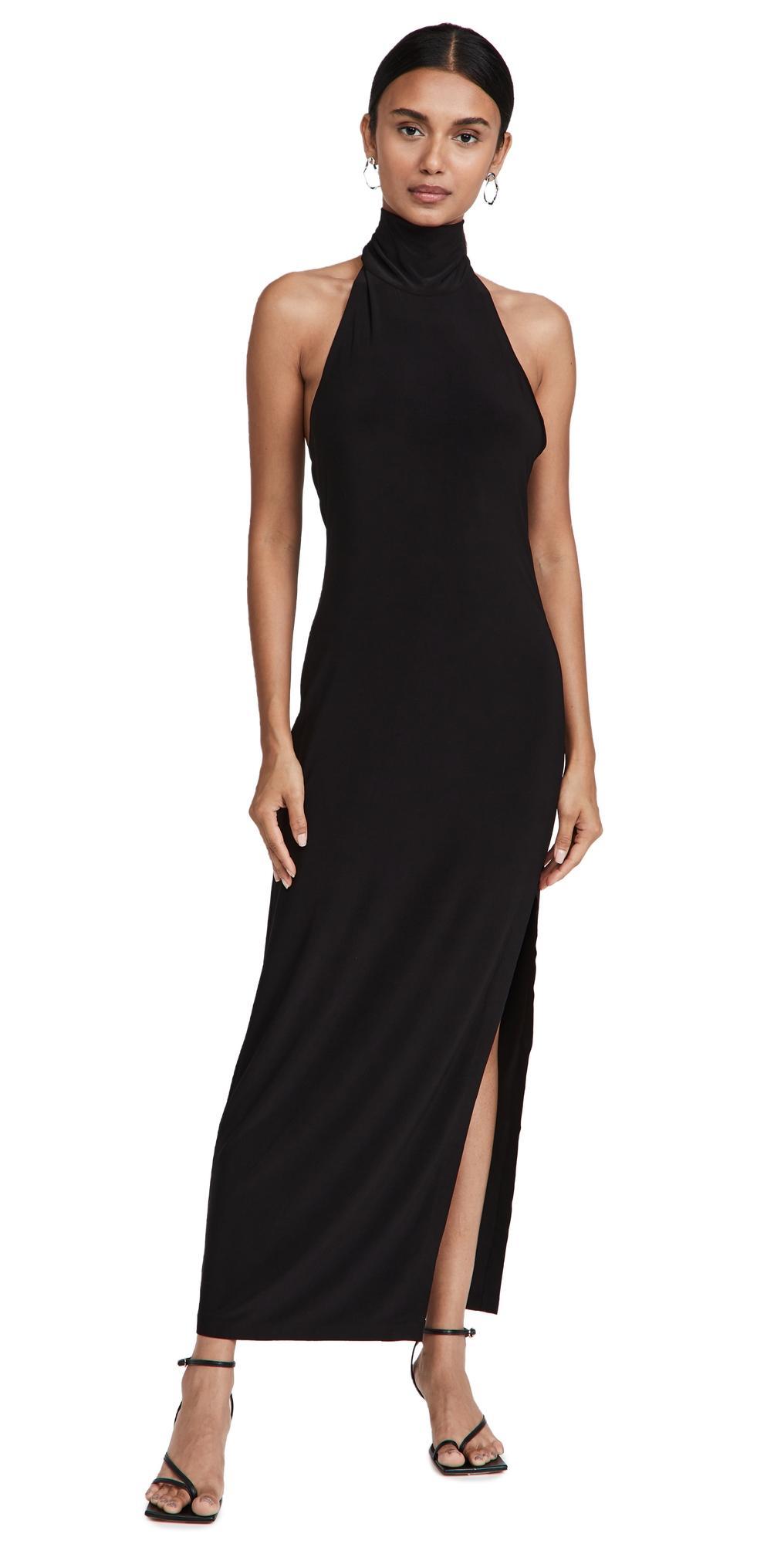 Norma Kamali Halter Turtleneck Side Slit Gown Product Image