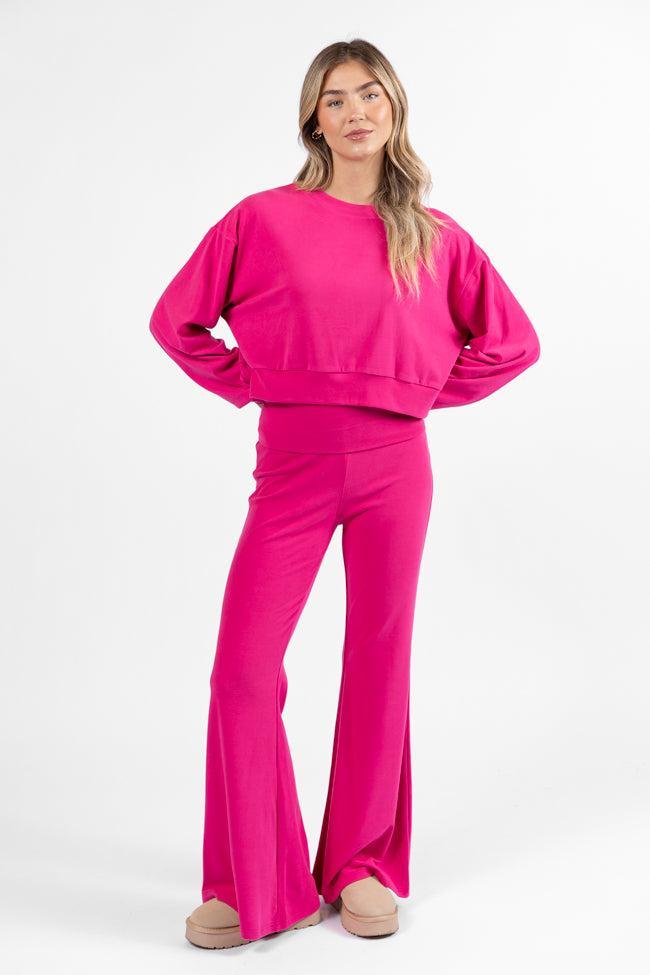 In A Dream Pink Foldover Band Super Soft Flare Pants Product Image