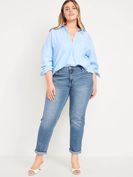 Mid-Rise Wow Boyfriend Straight Jeans Product Image