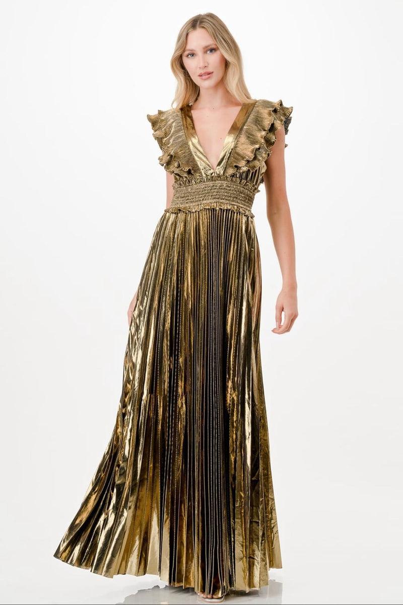 Pleated Metallic Dress Product Image