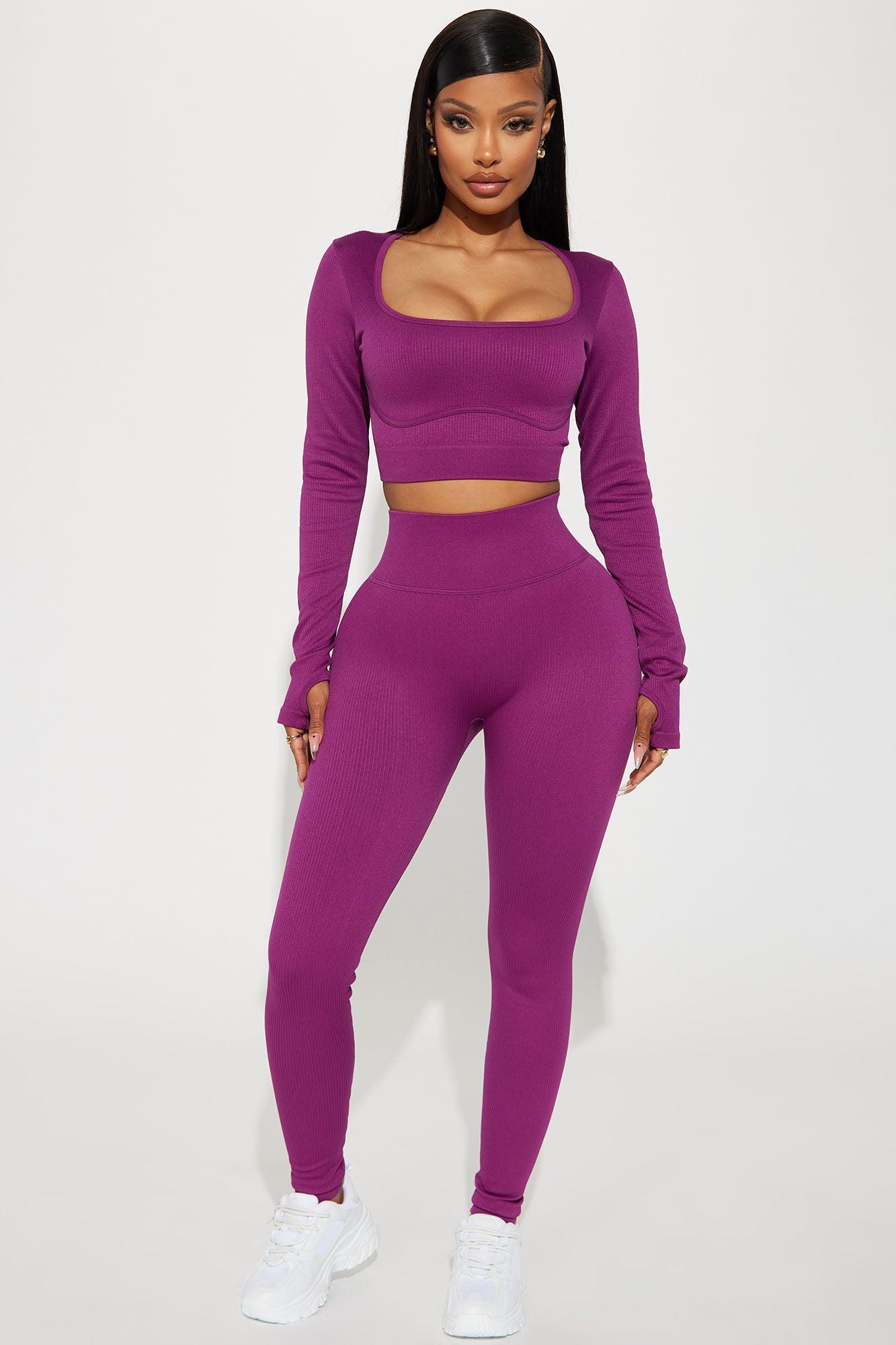 Werk It Seamless Long Sleeve Active Top - Plum Product Image