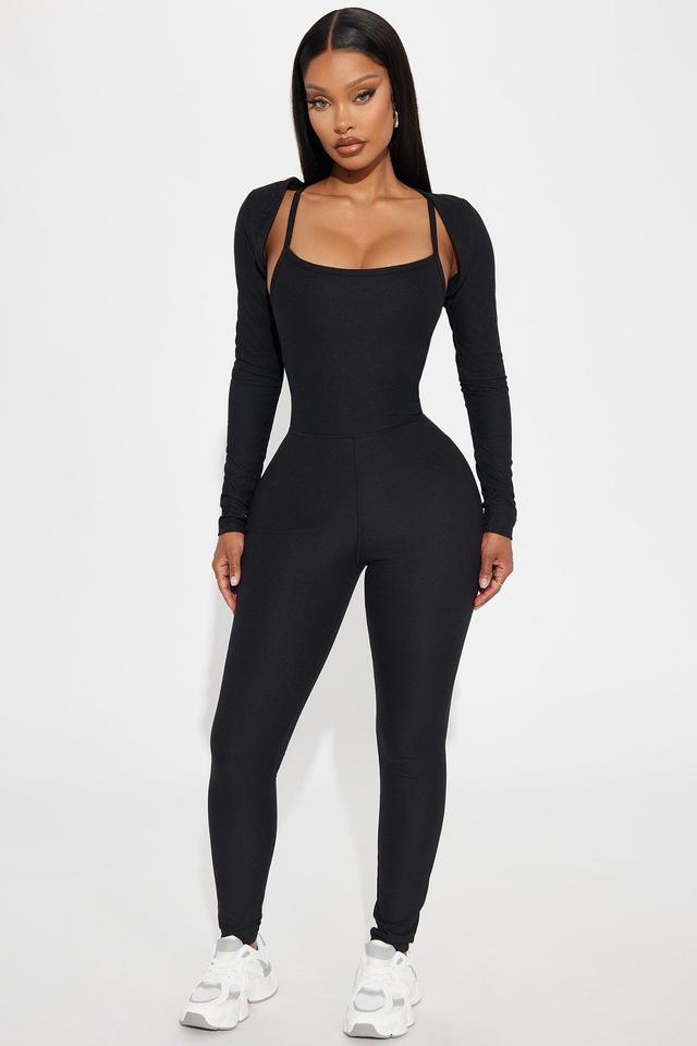 Unbothered Seamless Jumpsuit Set - Black Product Image