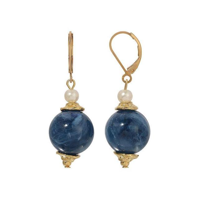 1928 Marbled Bead Drop Earrings, Womens, Blue Product Image