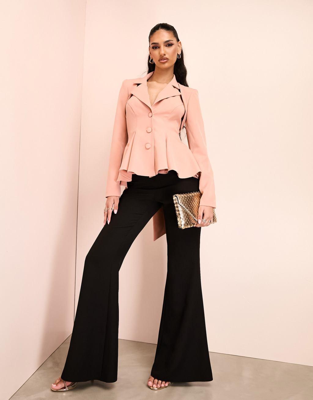 ASOS LUXE two in one tailored cut out blazer and vest in blush Product Image