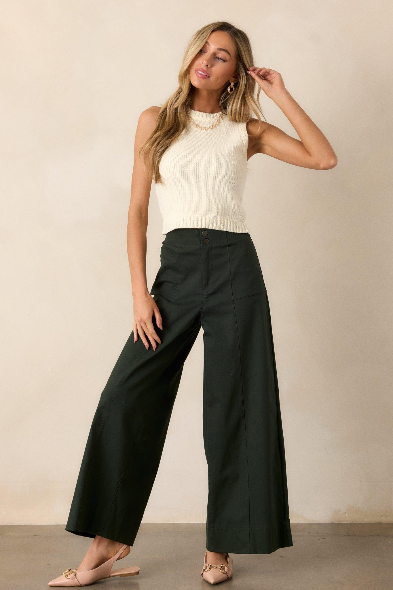 Daylight Glimmer Forest Green Wide Leg Pants Product Image