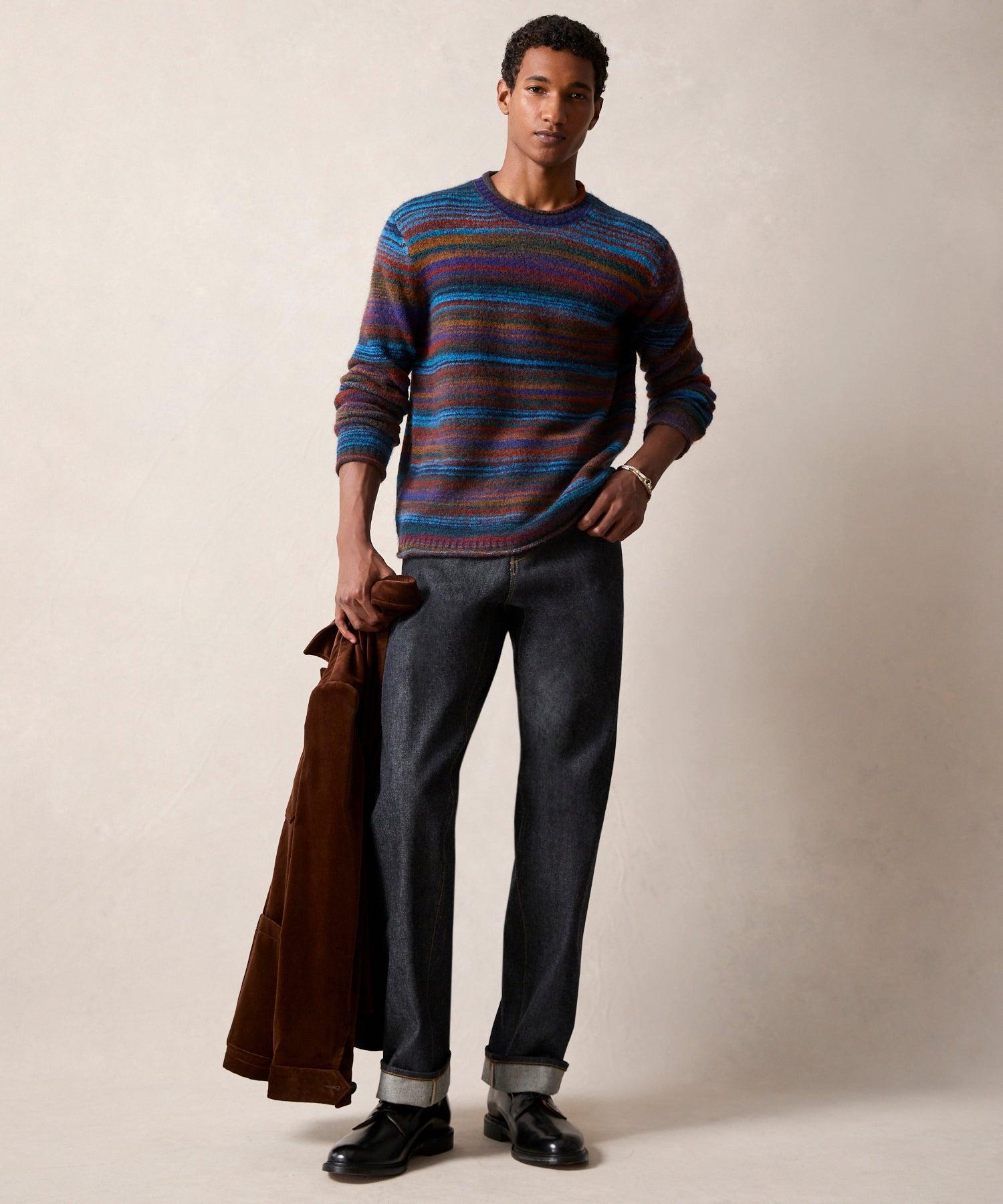 Striped Crewneck Sweater in Antique Teal Product Image