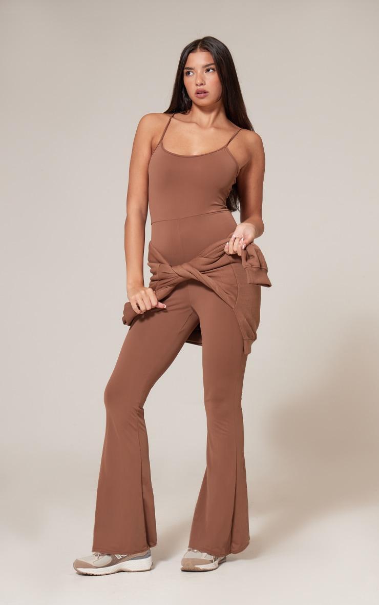 Chocolate Sculpt Strappy Wide Leg Jumpsuit Product Image