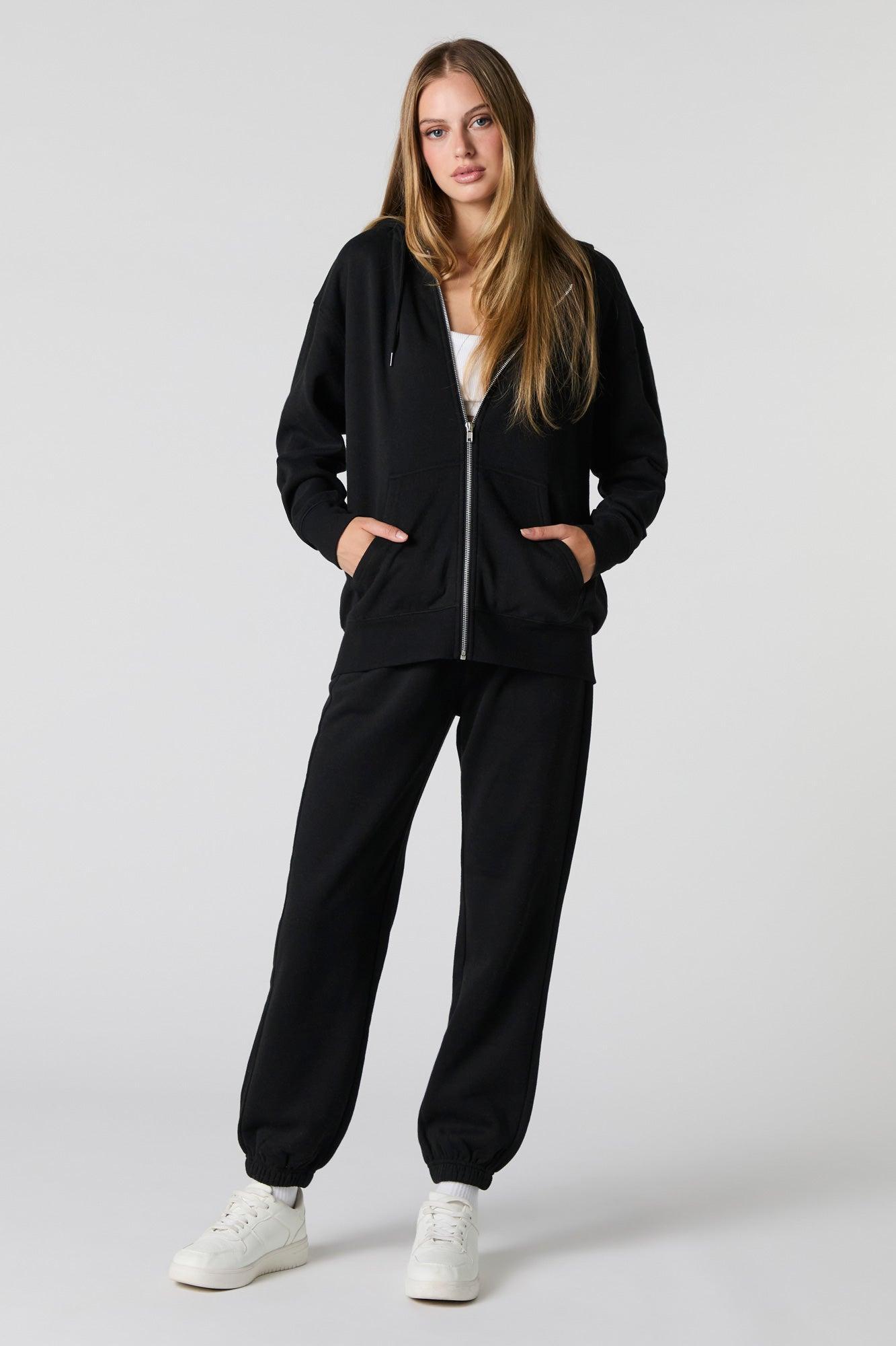 Oversized Zip-Up Fleece Hoodie Female Product Image