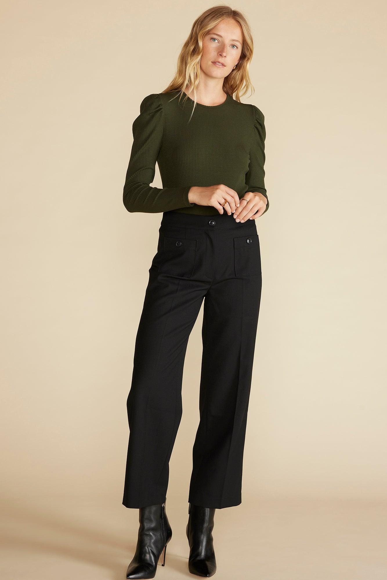 Reine Paris Rib Top - Olive Green Product Image