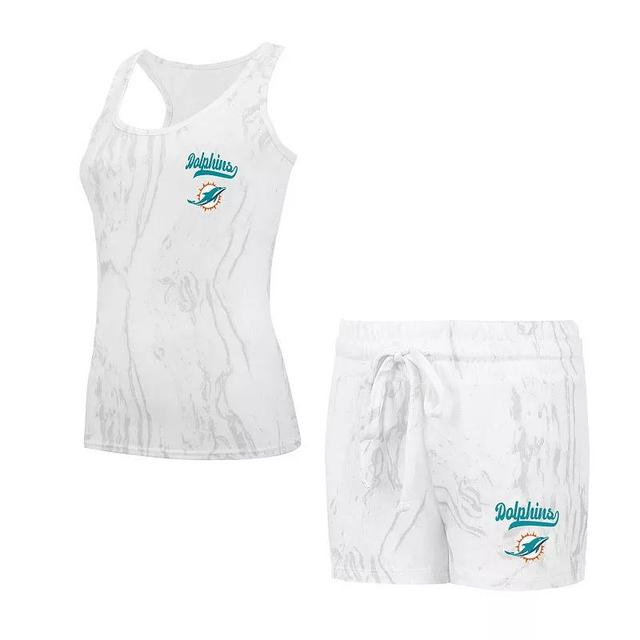 Concepts Sport Womens Miami Dolphins Quartz Hacci Knit Tank Top Shorts Sleep Set - White Product Image