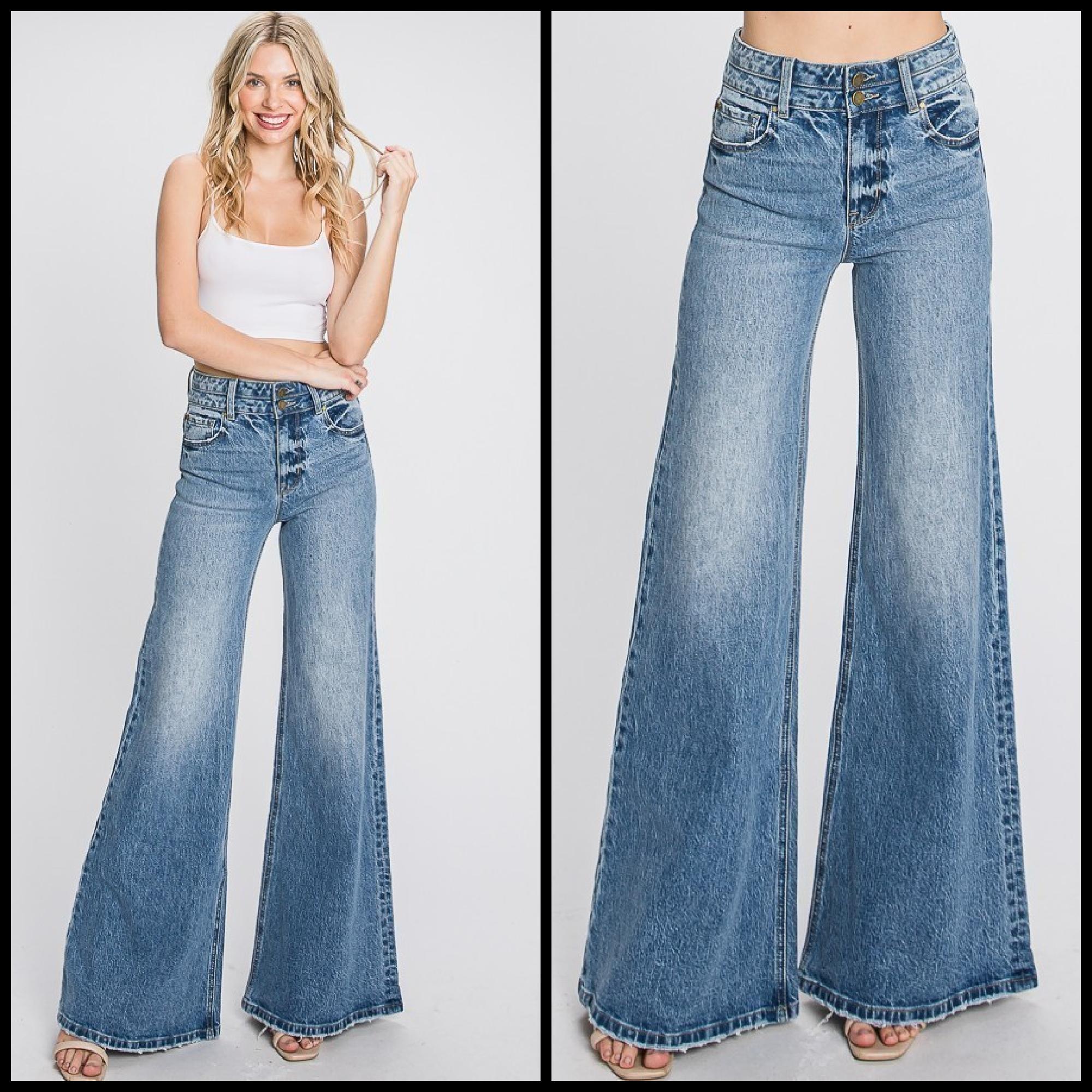 High Rise Comfort Stretch Vintage Wide Leg Jeans Product Image