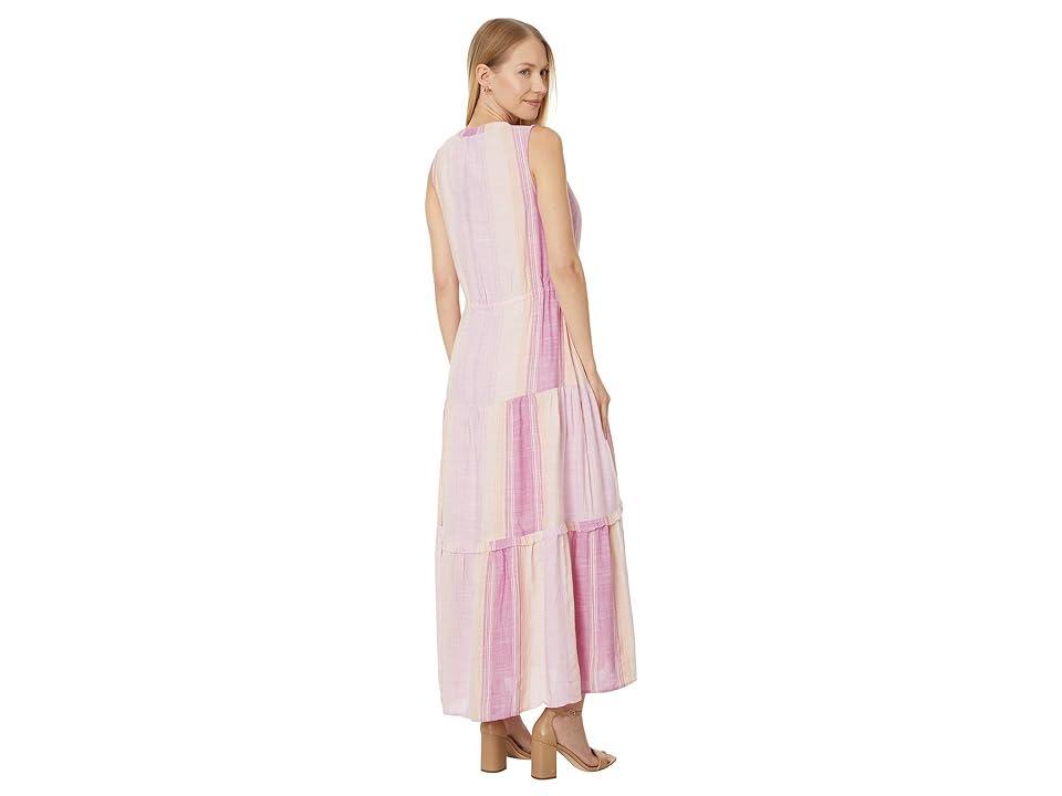 Liverpool Los Angeles Sleeveless Tiered Maxi Dress with Adjustable Waist (Lavender Multistripe) Women's Dress Product Image