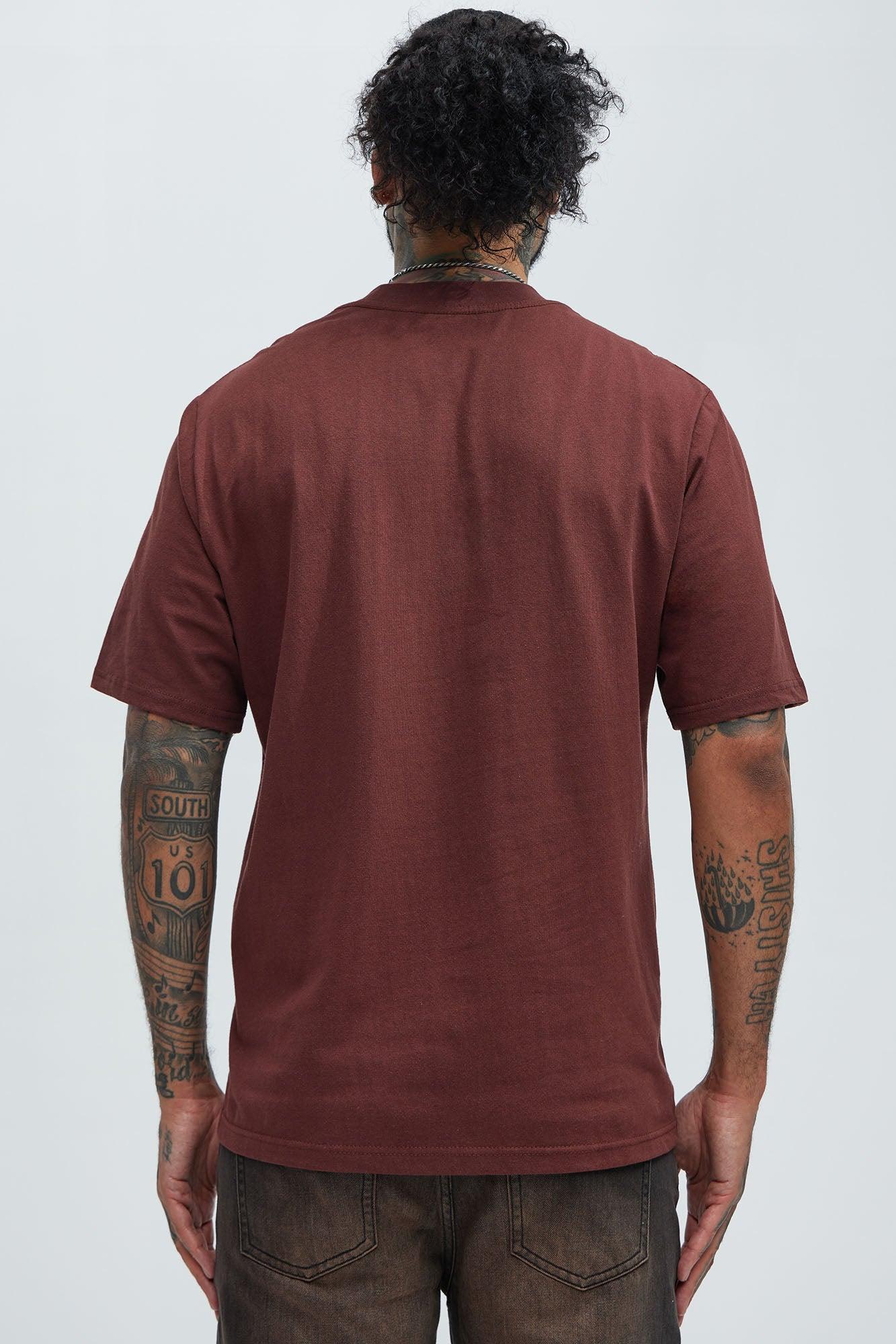 Oversized Heavyweight Short Sleeve Tee - Burgundy Product Image