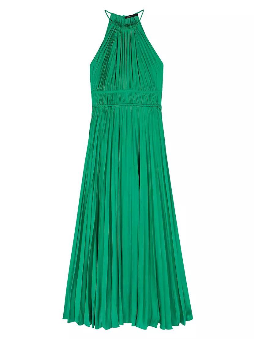 Pleated Satin Maxi Dress Product Image