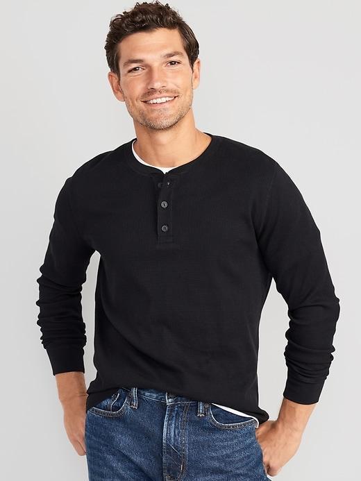 Waffle-Knit Henley T-Shirt product image