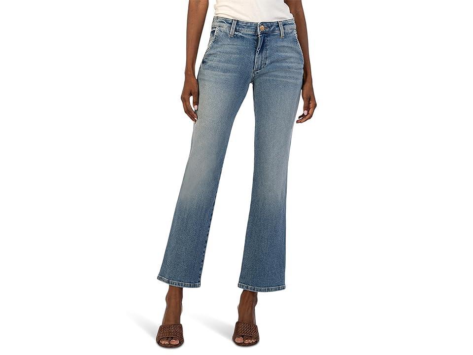 KUT from the Kloth Kelsey Mid Rise Ankle Flare Regular Hem Slash Pocket In Decreased (Decreased) Women's Jeans Product Image