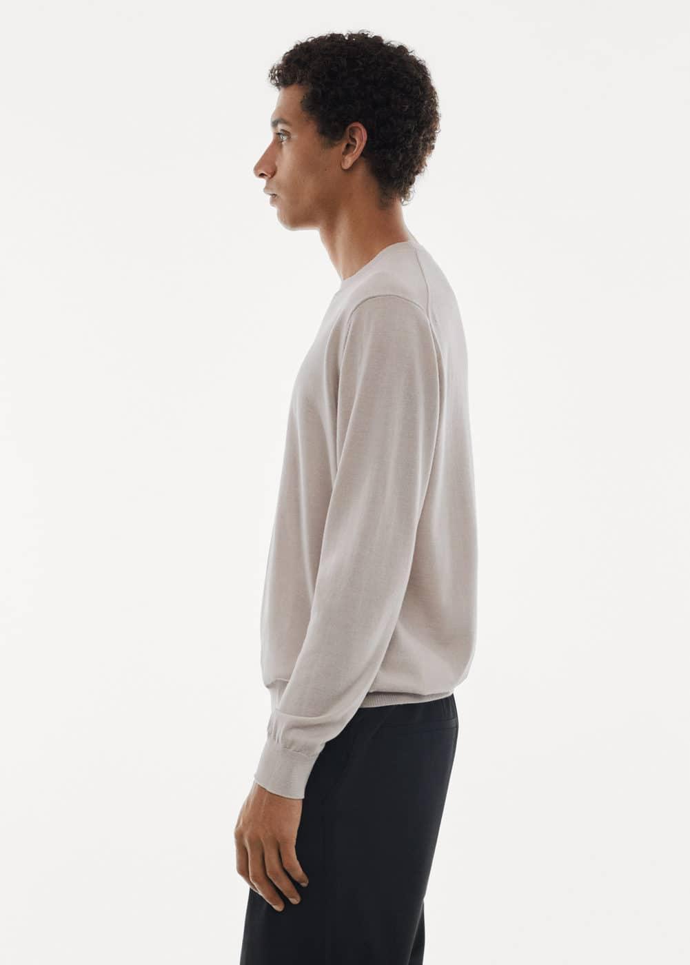 MANGO MAN - Merino wool washable sweater light/pastel greyMen Product Image