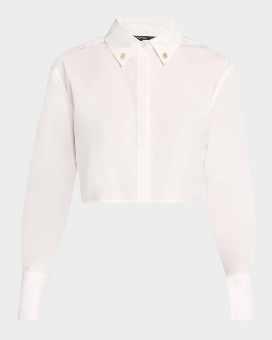 Anna Cropped Open-Back Boyfriend Shirt  Product Image