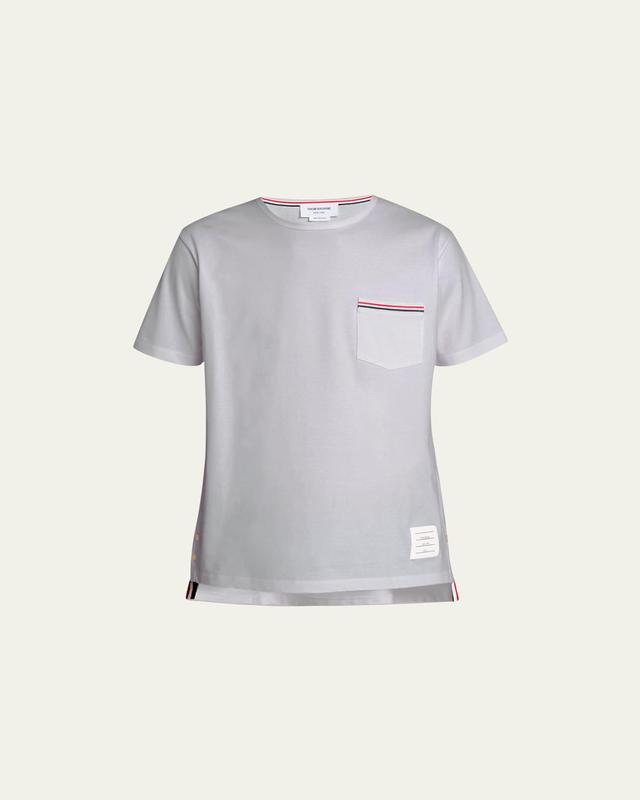 Thom Browne Jersey Cotton Short Sleeve Pocket Tee in Grey Product Image