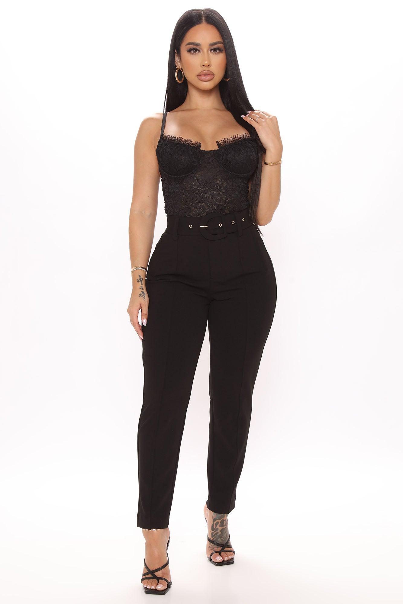 Olivia Belted Trouser - Black Product Image