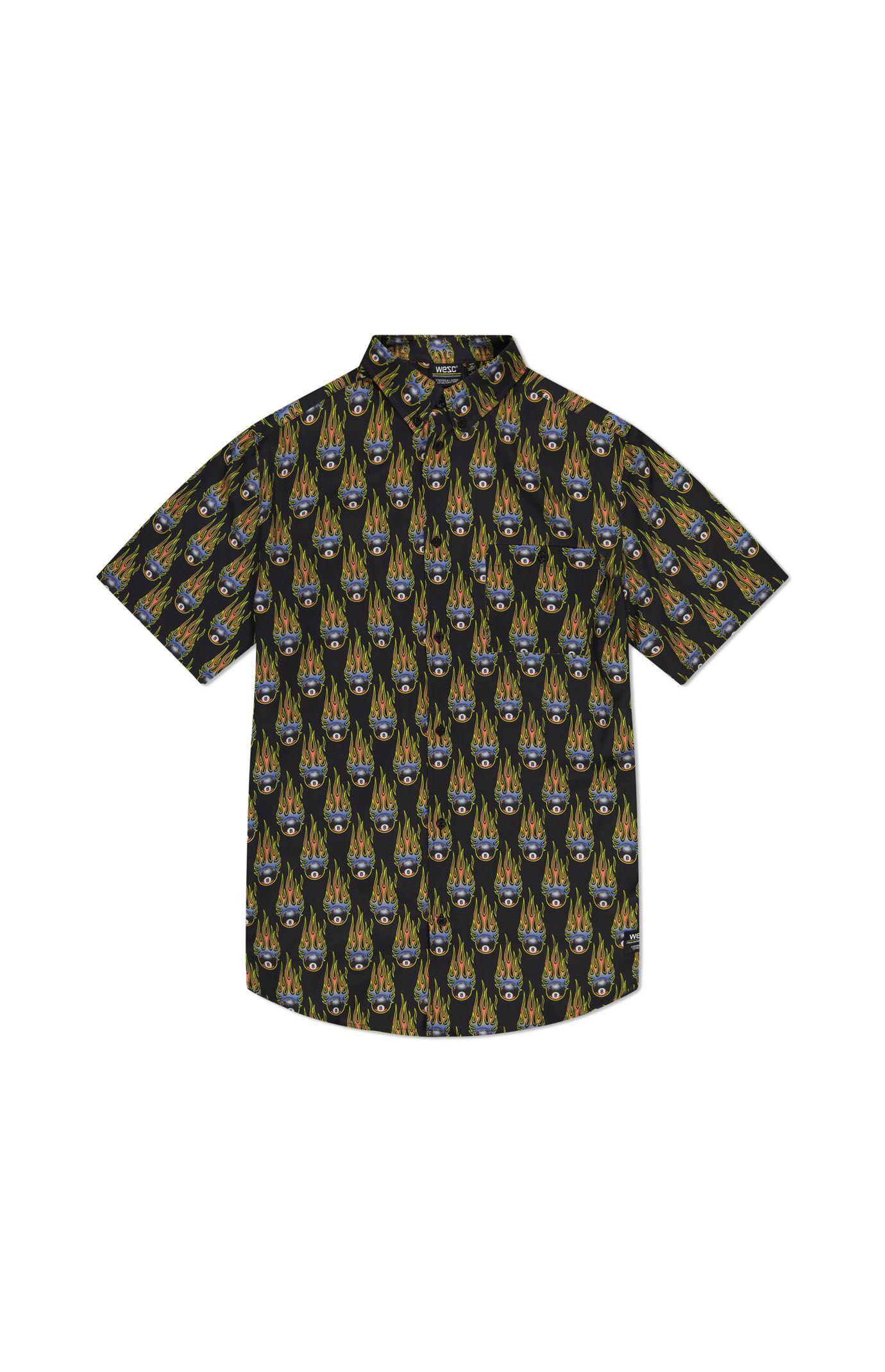 WeSC America Inc Men's Oden 8 Balls Of Fire AOP Camp Shirt - Product Image