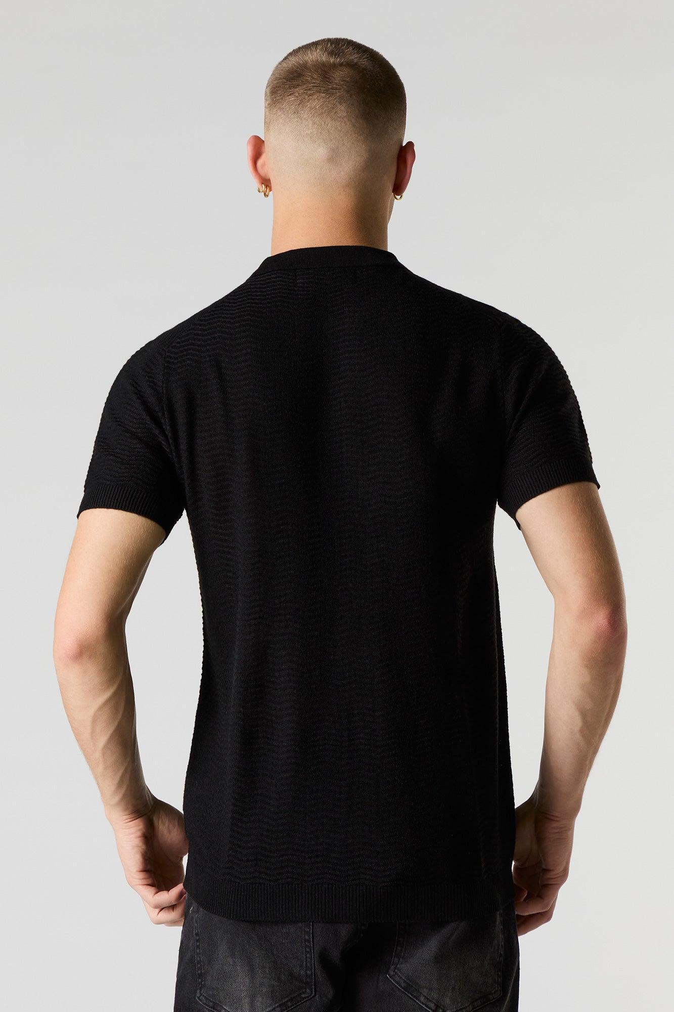 Textured Knit Zipper Polo Top Male Product Image