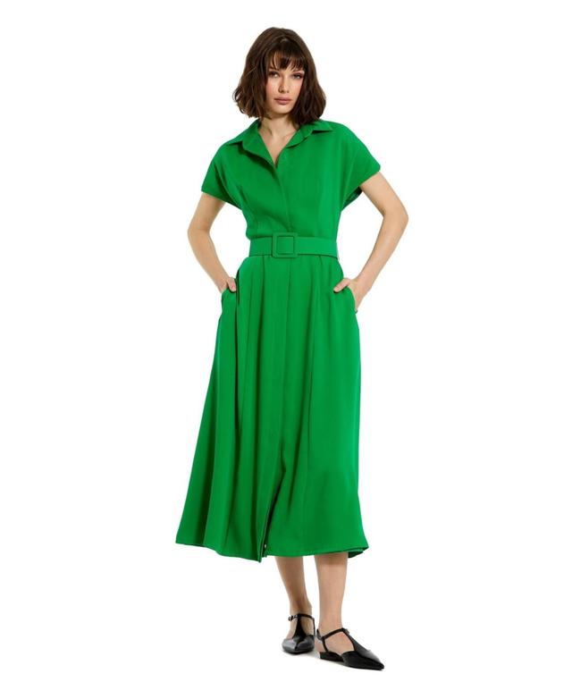 Womens Crepe Belted Midi-Dress Product Image