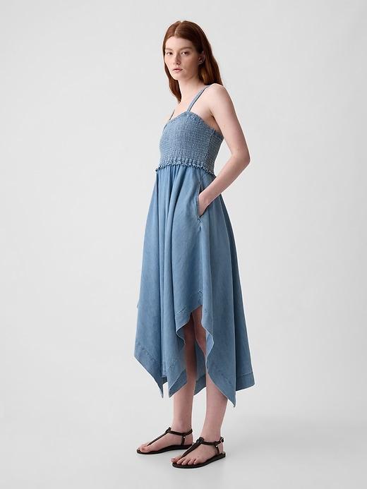 Denim Handkerchief Hem Midi Dress Product Image