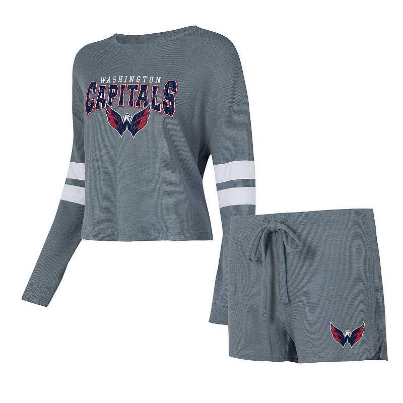 Womens Concepts Sport Charcoal Washington Capitals MeadowLong Sleeve T-Shirt & Shorts Sleep Set Product Image