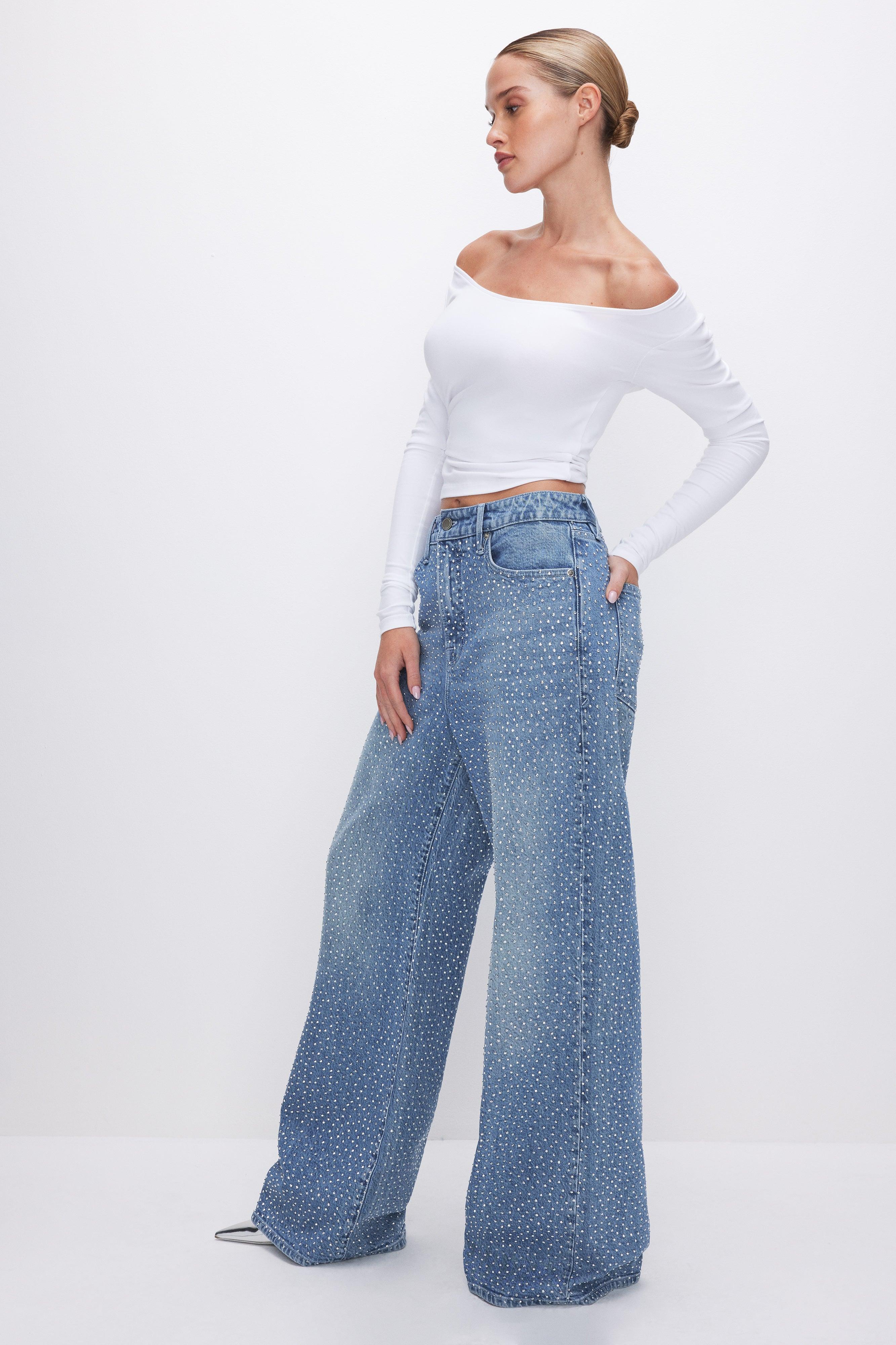 GOOD EASE RELAXED SPARKLE JEANS | INDIGO592 Product Image