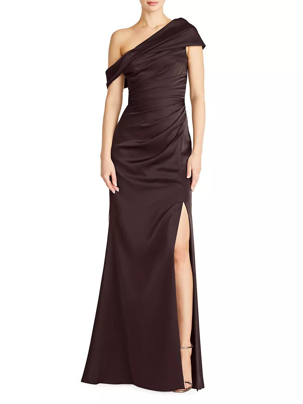 Celia Satin One-Shoulder Gown Product Image