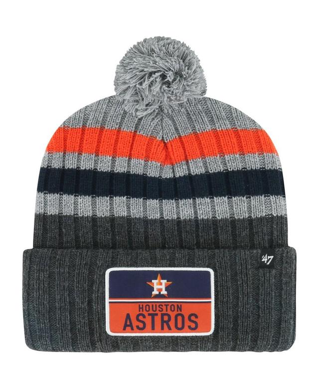 Mens 47 Gray Houston Astros Stack Cuffed Knit Hat with Pom Product Image