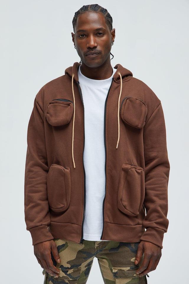 Stocked Up Zip Up Hoodie - Brown Product Image