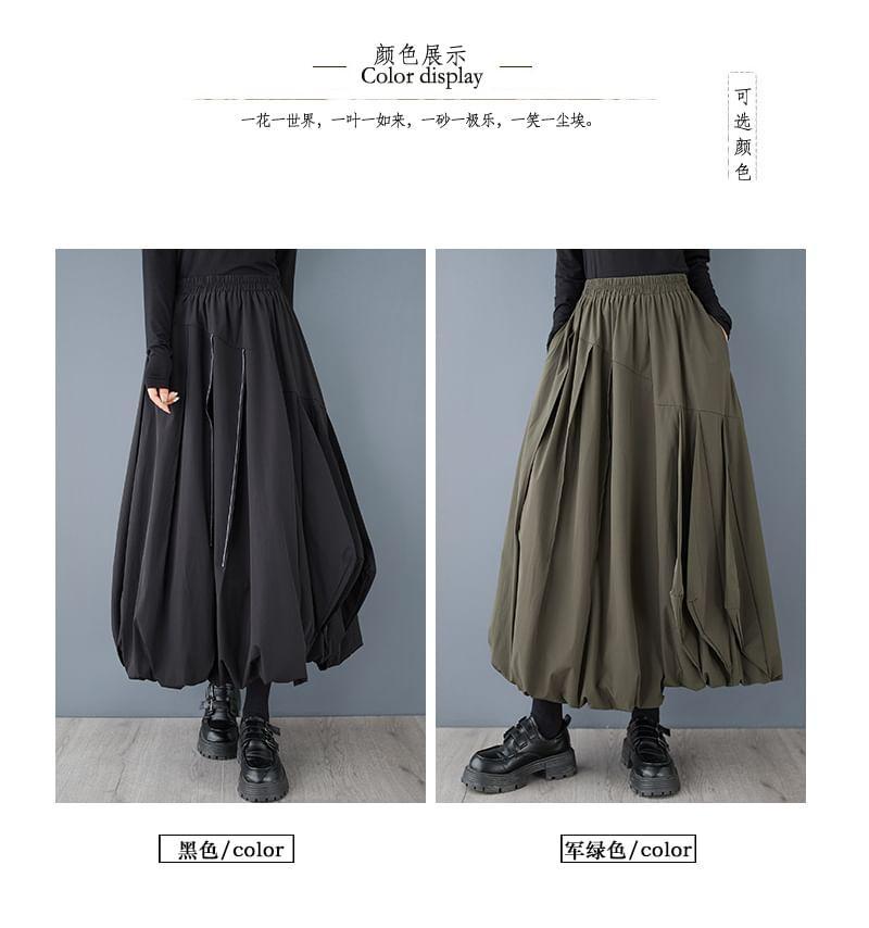 High Rise Plain Midi A-Line Skirt Product Image