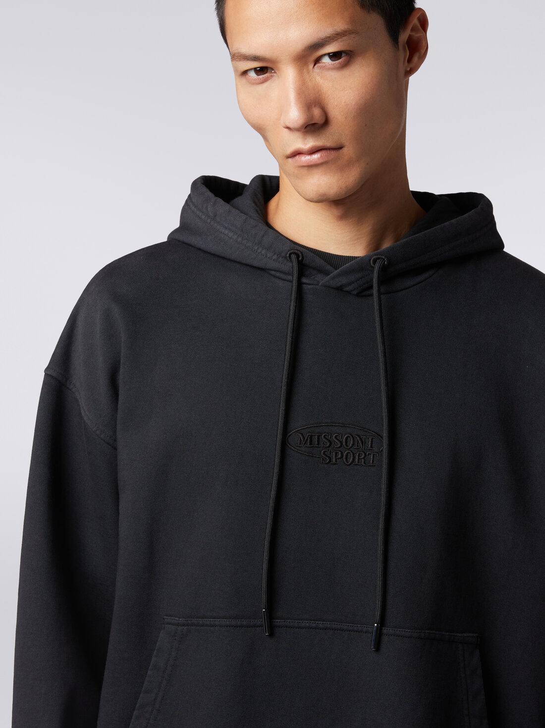 Hooded sweatshirt in cotton with logo Black | Missoni Product Image