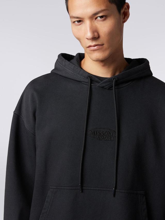 Hooded sweatshirt in cotton with logo Black | Missoni Product Image