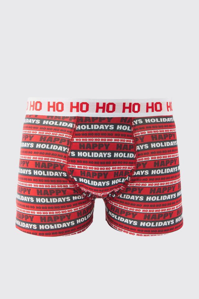 Man Happy Holidays Christmas Boxers | boohooMAN USA Product Image