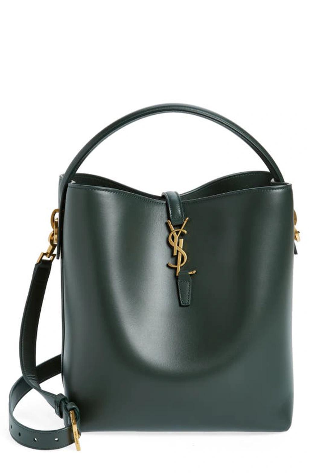 SAINT LAURENT Le 37 Calfskin Bucket Bag In 3045 New Vert Fon Product Image