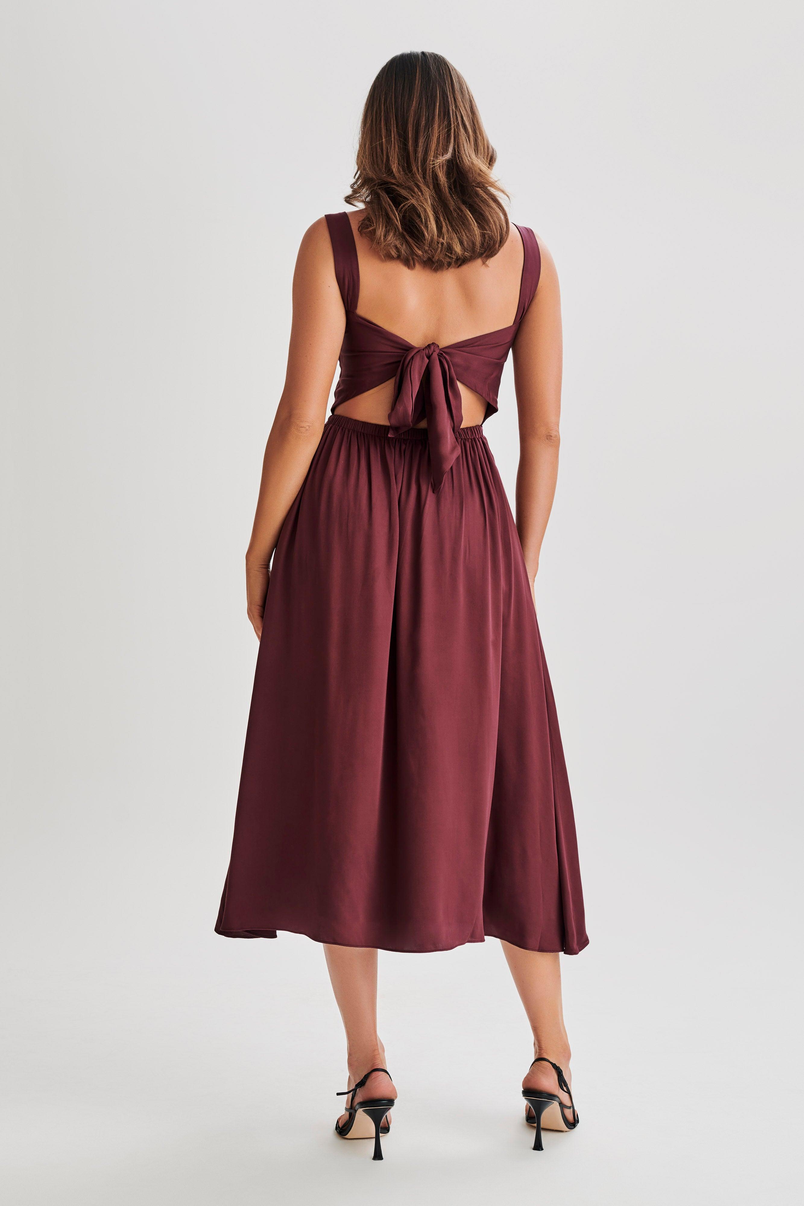 Thandi Midi Dress With Back Tie - Plum Product Image